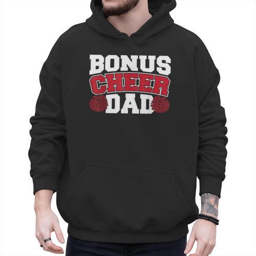 Cheer Stepdad Bonus Cheer Dad Red Men Hoodie - Father's Day Fun