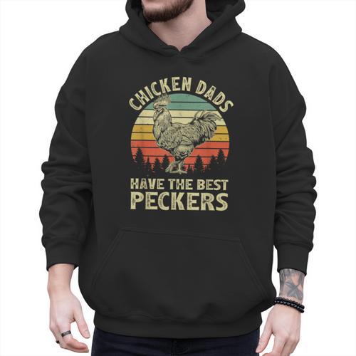 Chicken Dads Have The Best Peckers Vintage Apparel Men Hoodie - Father's Day Fun