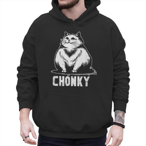 Chonk Fat And Hairy Cat Cats Kittens Dad Graphic Mom Funny Men Hoodie - Father's Day Fun