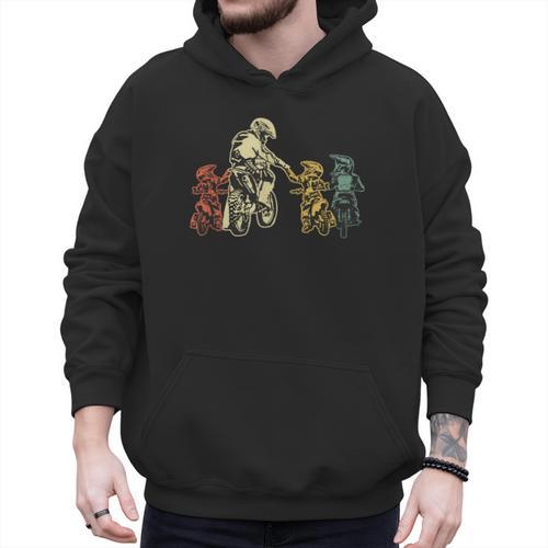 Cool Motocross Dirt Bike Biker Dad & Sons Father's Day Men Hoodie - Father's Day Fun