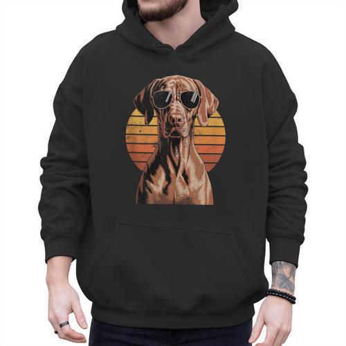 Cool Retro Vizsla Dog Mom Dad Vintage Pet Lovers Men Hoodie - Father's Day Fun