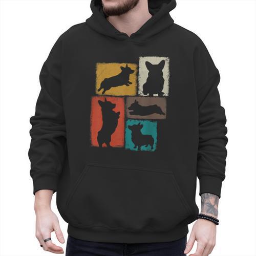 Corgi Dad Mom Vintage Collage Dog Owner Men Hoodie - Father's Day Fun