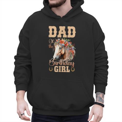 Cute Dad Of The Birthday Girl Horse Family Party Men Hoodie - Father's Day Fun