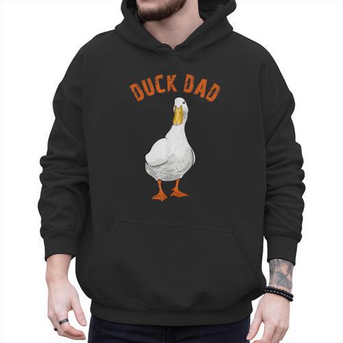 Cute Duck Dad Lover Illustration Duck Owner Men Hoodie - Father's Day Fun