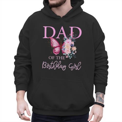 Dad 1st First Birthday Matching Family Butterfly Floral Men Hoodie - Father's Day Fun