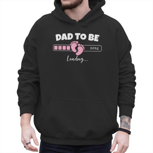 Dad To Be 2026 Loading Pink Little Girl Pregnancy Reveal Men Hoodie - Father's Day Fun