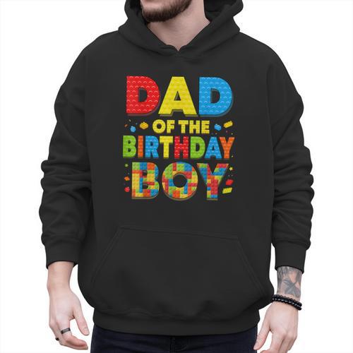 Dad Of The Birthday Boy Building Block Birthday Men Hoodie - Father's Day Fun