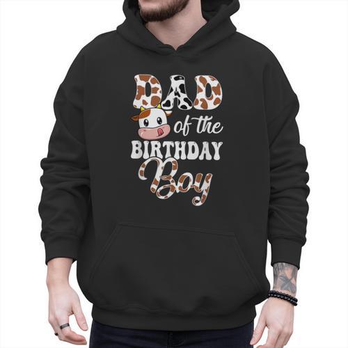 Dad Of The Birthday Boy Cow Farm 1St Birthday Boy Men Hoodie - Father's Day Fun