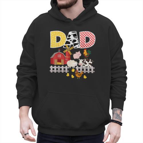 Dad Birthday Boy Farm Animal Farming Farmer Family B-Day Men Hoodie - Father's Day Fun