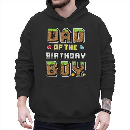 Dad Of The Birthday Boy Gamer Pixel Birthday Party Matching Men Hoodie - Father's Day Fun