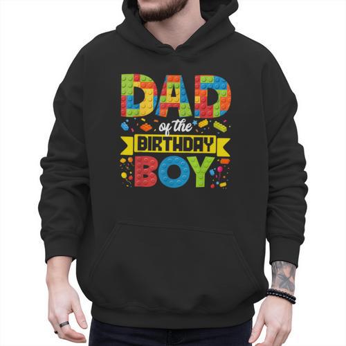 Dad Of The Birthday Boy Master Builder Kids Building Blocks Men Hoodie - Father's Day Fun