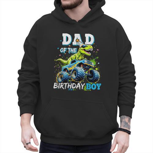 Dad Of The Birthday Boy Monster Truck Dinosaur Party T Rex Men Hoodie - Father's Day Fun