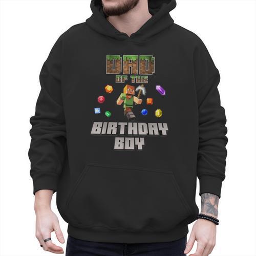 Dad Of The Birthday Boy Video Gamer Pixel Number Men Hoodie - Father's Day Fun