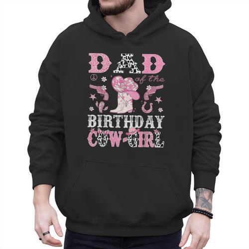 Dad Of The Birthday Cowgirl Pink Disco Rodeo Western Men Hoodie - Father's Day Fun