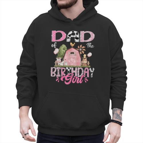 Dad Of The Birthday Girl 1St Birthday Pink Cow Farm Men Hoodie - Father's Day Fun