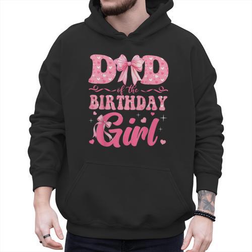 Dad Of The Birthday Girl Family Pink Coquette Bow Men Hoodie - Father's Day Fun