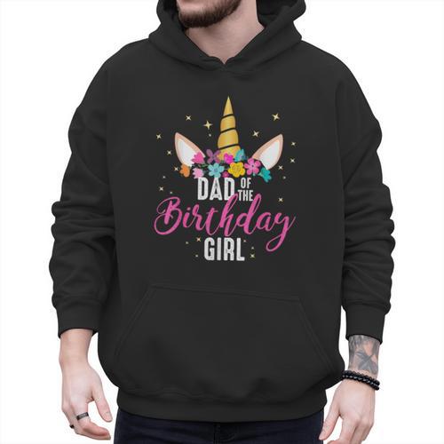 Dad Of The Birthday Girl Father Unicorn Birthday Small Men Hoodie - Father's Day Fun