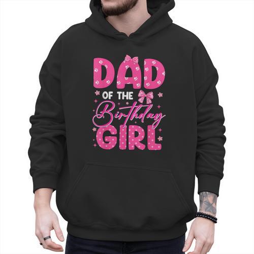 Dad Of The Birthday Girl Pink Bow Birthday Girl Family Men Hoodie - Father's Day Fun