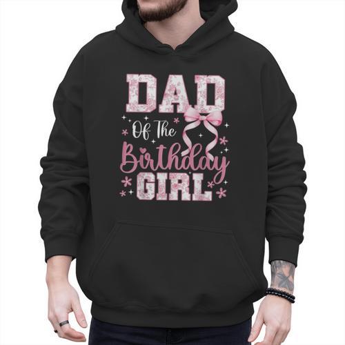 Dad Of The Birthday Girl Pink Bow Flower Birthday Girl Men Hoodie - Father's Day Fun