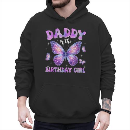 Dad Of The Birthday Girl Tie Dye Butterfly Birthday Family Men Hoodie - Father's Day Fun