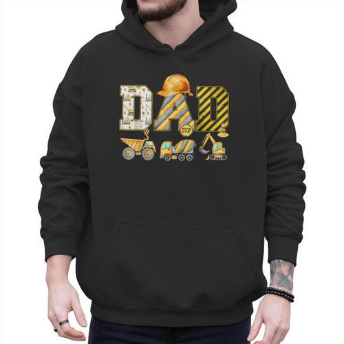 Dad Construction Excavator Kids Matching Family Party Men Hoodie - Father's Day Fun