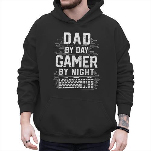 Dad By Day Gamer By Night PC Gaming Gift Men Hoodie - Father's Day Fun