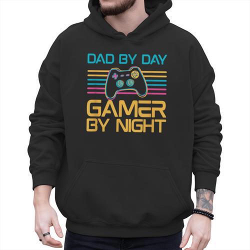 Dad By Day Gamer By Night Video Games Lover Gamer Dad Men Hoodie - Father's Day Fun