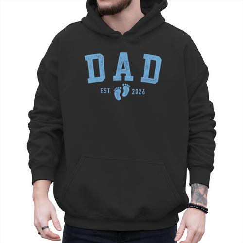 Dad Est 2026 Blue Baby Feet First Time Boy Daddy Men Hoodie - Father's Day Fun