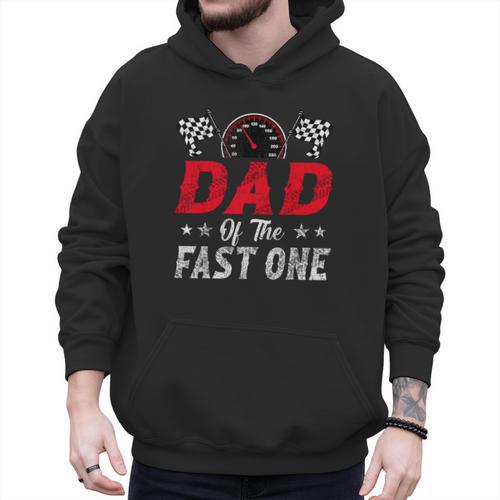 Dad Of The Fast One 1st Birthday Racing Car Family Men Hoodie - Father's Day Fun