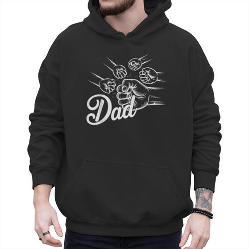 Dad Of Four Toddler Kids Fathers Day Fist Bump Family Men Hoodie - Father's Day Fun