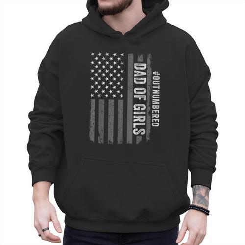 Dad Of Girls Outnumbered Fathers Day 2025 For Dad Daughters Men Hoodie - Father's Day Fun