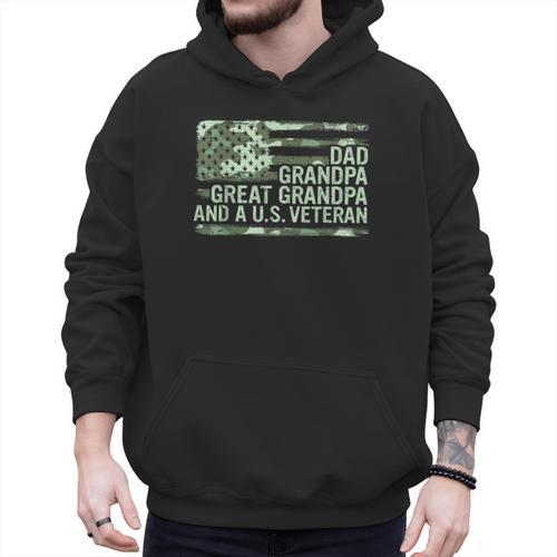 Dad Grandpa Great Grandpa Veteran Fathers Day Great Grandpa Men Hoodie - Father's Day Fun