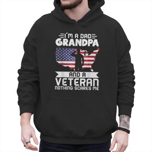 Dad Grandpa Veteran Nothing Scares Patriotic Veterans Day Men Hoodie - Father's Day Fun