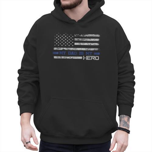 Dad Is A Hero Idea Son Daughter Of Police Men Hoodie - Father's Day Fun