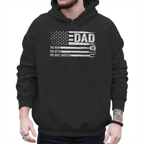 Dad The Man The Myth The Grill Master USA Flag Father's Day Men Hoodie - Father's Day Fun