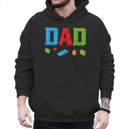 Dad Master Builder Building Bricks Blocks Family Set Parents Small Men Hoodie - Father's Day Fun