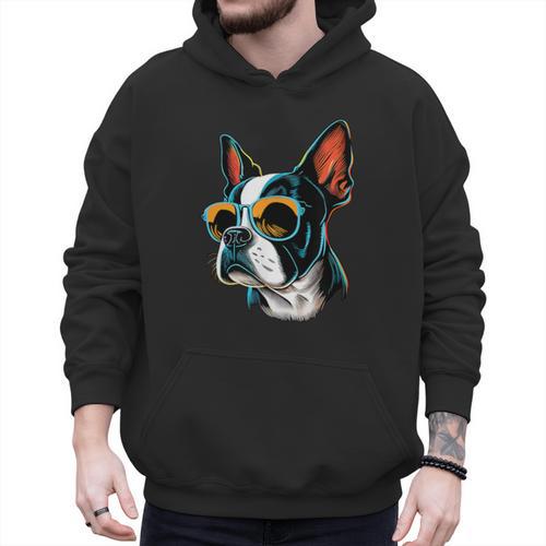 Dad Mom Cool Dog Sunglasses Boston Terrier Men Hoodie - Father's Day Fun
