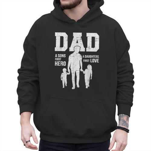 Dad Sons First Hero Daughter Love For Father's Day Men Hoodie - Father's Day Fun