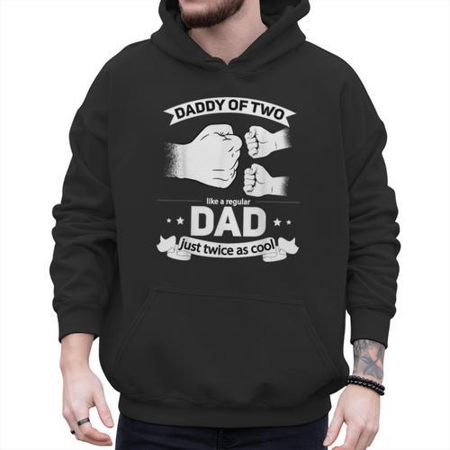 Dad Squared Fathers Day Dad Of Two Cool Daddy Of 2 Men Hoodie - Father's Day Fun
