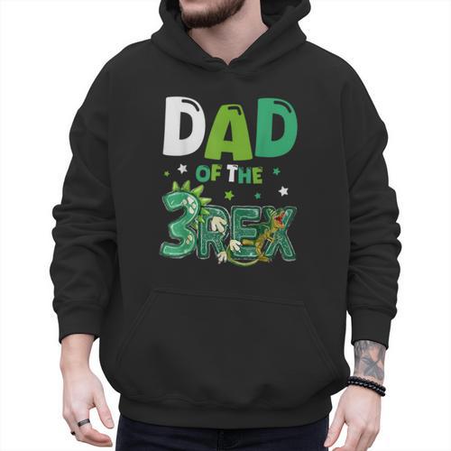 Dad Of The Three Rex Birthday Dinosaur Family Matching Men Hoodie - Father's Day Fun