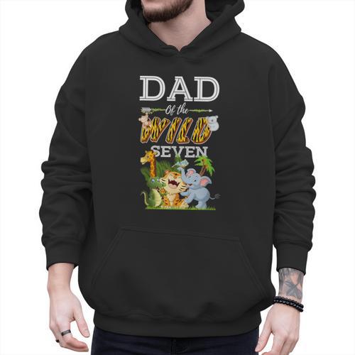Dad Of The Wild Seven Animal Safari 7th Birthday Party Men Hoodie - Father's Day Fun