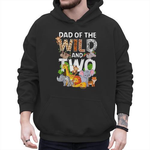 Dad Of The Wild Two Zoo 2nd Birthday Safari Jungle Animal Men Hoodie - Father's Day Fun