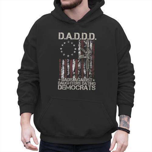 Daddd Gun Dads Against Daughters Dating Democrats On Back Men Hoodie - Father's Day Fun