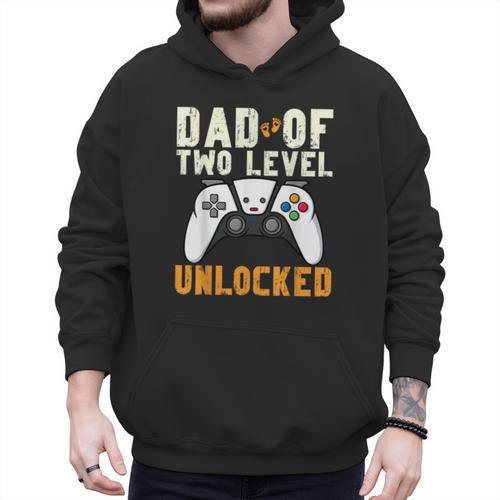 Daddy Again Leveled Up To Dad Of 2 Gamer Dad Level Unlocked Men Hoodie - Father's Day Fun