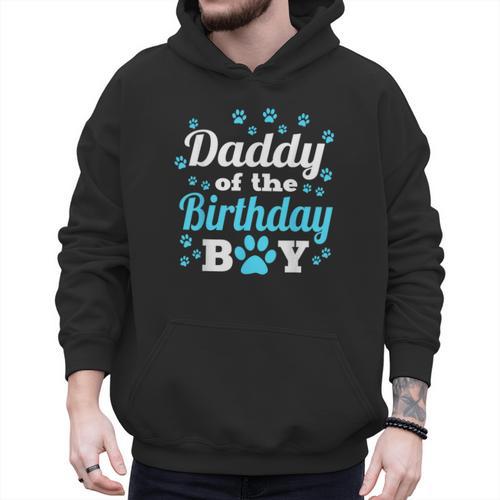 Daddy Of The Birthday Boy Dog Paw Bday Party Celebration Small Men Hoodie - Father's Day Fun
