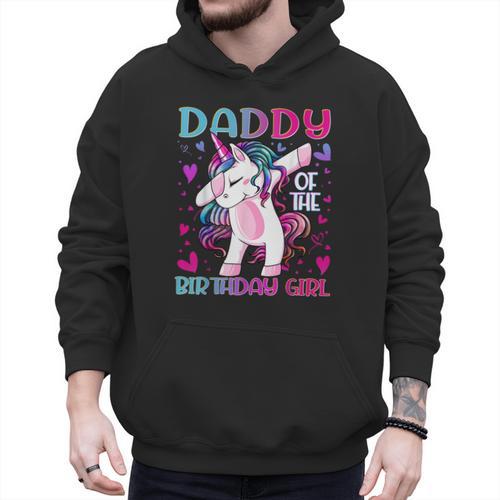 Daddy Of The Birthday Girl Dabbing Unicorn Dad Daddy Small Men Hoodie - Father's Day Fun