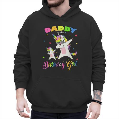 Daddy Of The Birthday Girl Dabbing Unicorn Princess And Dad Men Hoodie - Father's Day Fun