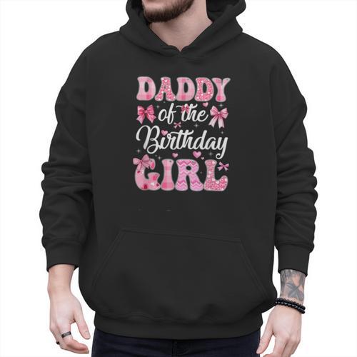 Daddy Of The Birthday Girl Family Pink Coquette Bow Men Hoodie - Father's Day Fun