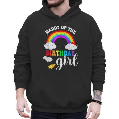 Daddy Of The Birthday Girl Rainbow B-Day Matching Family Men Hoodie - Father's Day Fun