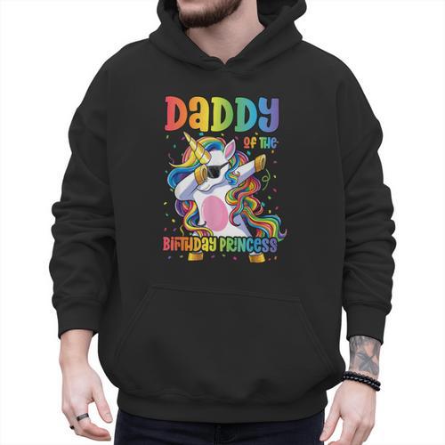 Daddy Of The Birthday Princess Girl Dabbing Unicorn Dad Men Hoodie - Father's Day Fun